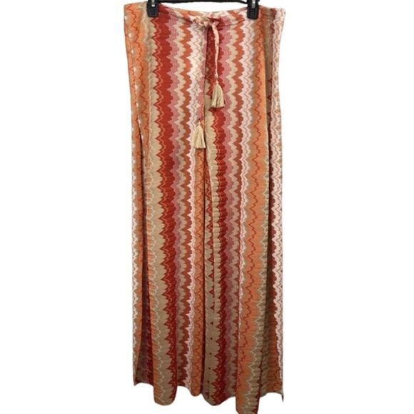 BECCA‎ Modwave Crochet Lace Wide Leg Pants Size Large Orange Retro NWT - Picture 1 of 6